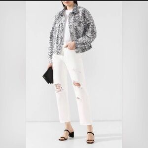 Moussy Vintage Hialeah White Straight Distressed Japanese Denim Ripped Jeans